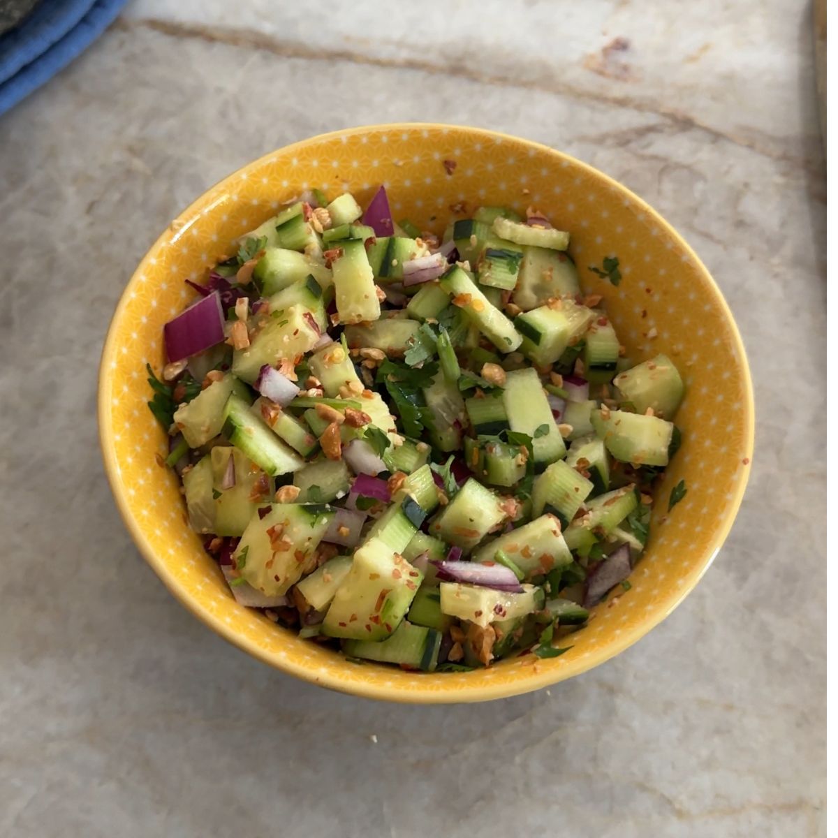 Cucumber Peanut Salad in a bowl