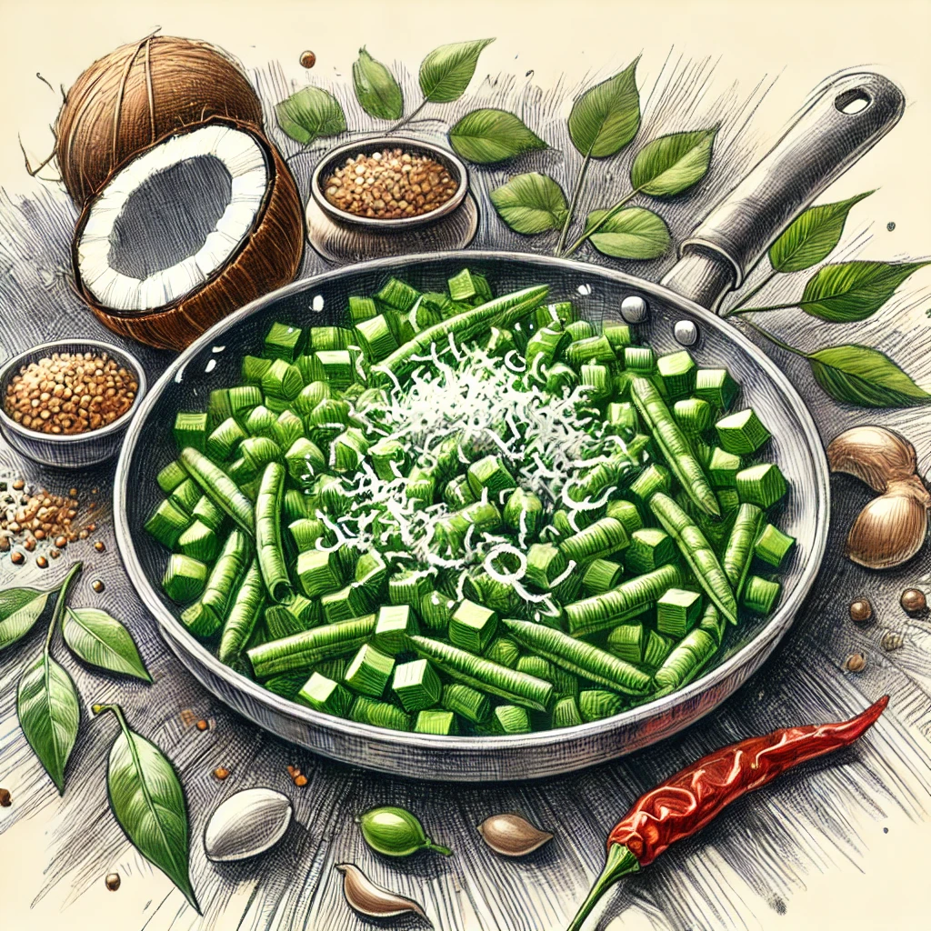 Green Beans with Coconut sketch