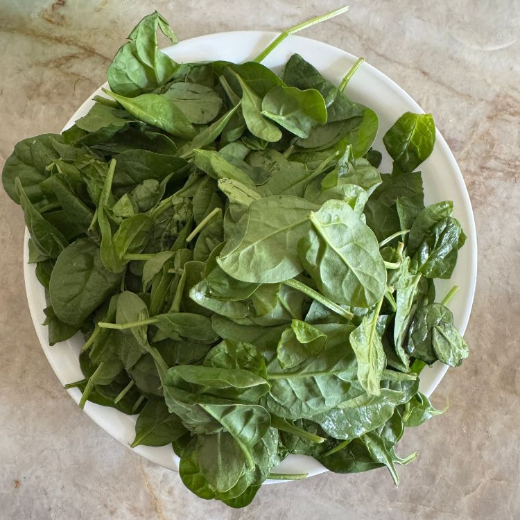 Spinach for Sauteed Spinach with Podi on a plate