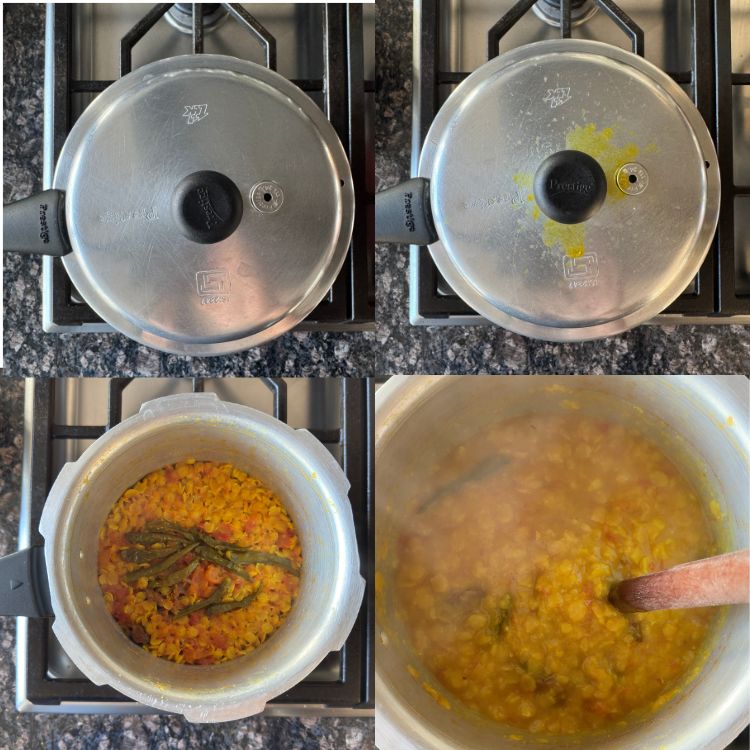 4 steps to cook dal in a pressure cooker