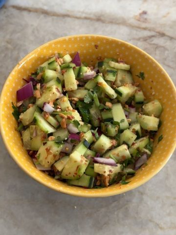 Cucumber Peanut Salad in a bowl