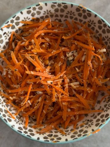 coconut carrot salad in a bowl