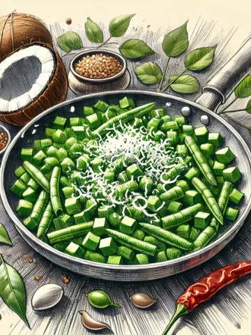 Green Beans with Coconut sketch